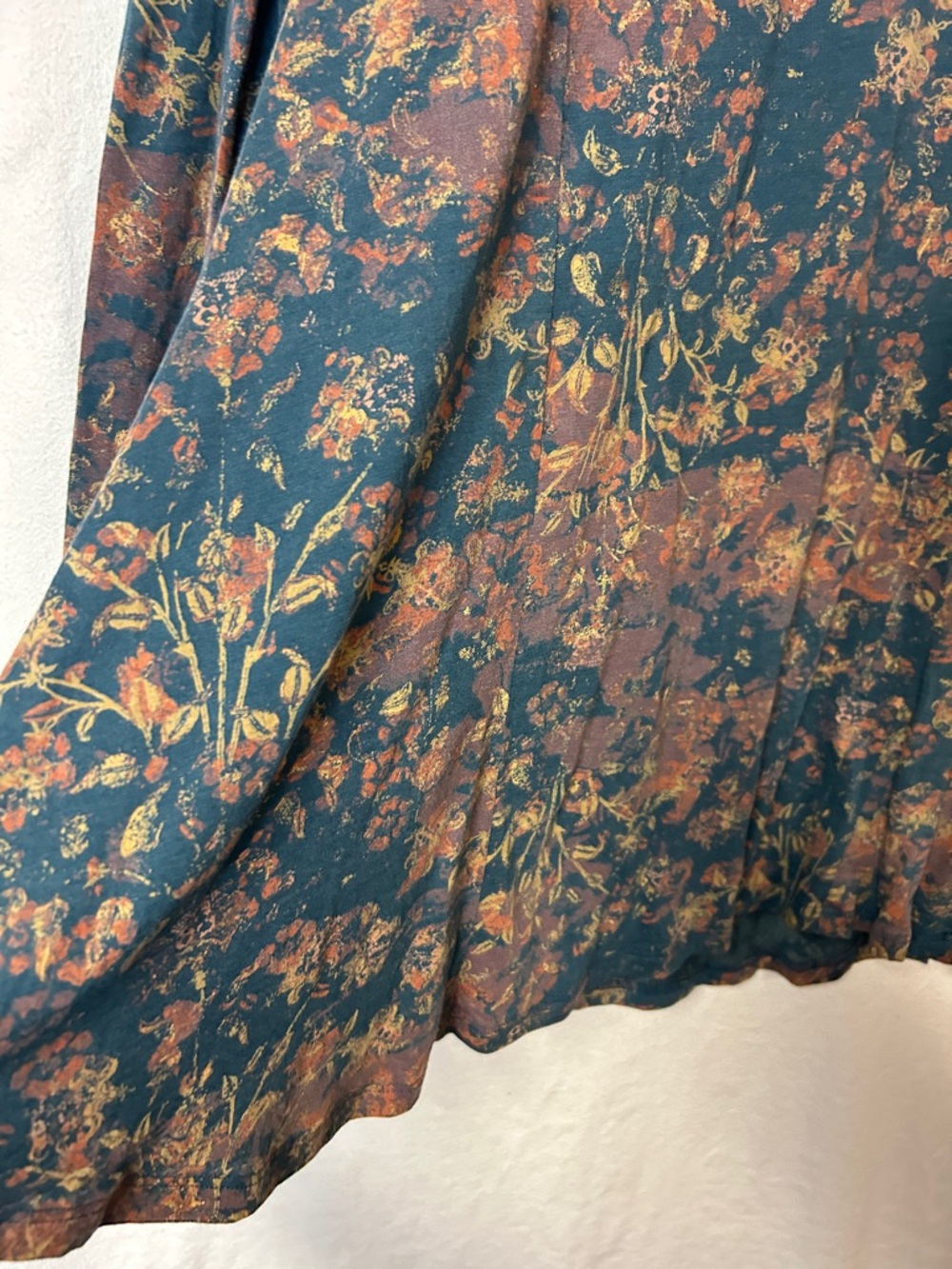 Peruvian Connection Women’s Teal Floral Long-Sleeve Swing Top Size L - Picture 5 of 12